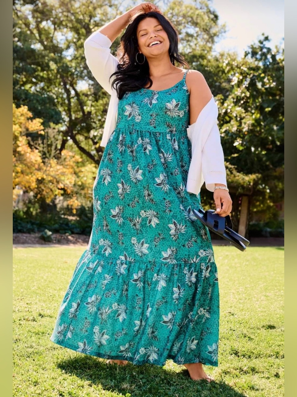 Lane Bryant Teal Floral Maxi Dress